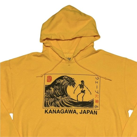 Artist Union Other - RARE Men's S Great Wave of Kanagawa Japan Hoodie Artist Union Clothing Skeleton